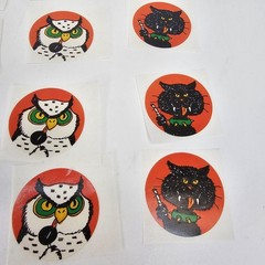 Vintage Eureka Halloween Scratch & Sniff Stickers Bat Cat Owl Loose Mixed Lot