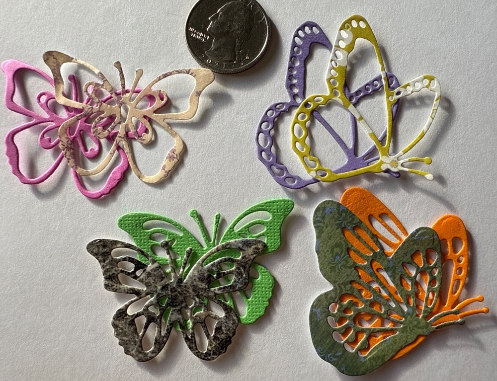 BUTTERFLY QUAD Die-Cut Embellishment(8pc)Bug•Insect •Flying•Wings•Card Making•