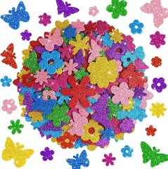 Self-Adhesive Glitter Foam Stickers – 512 PCS Spring Flower & Butterfly Set