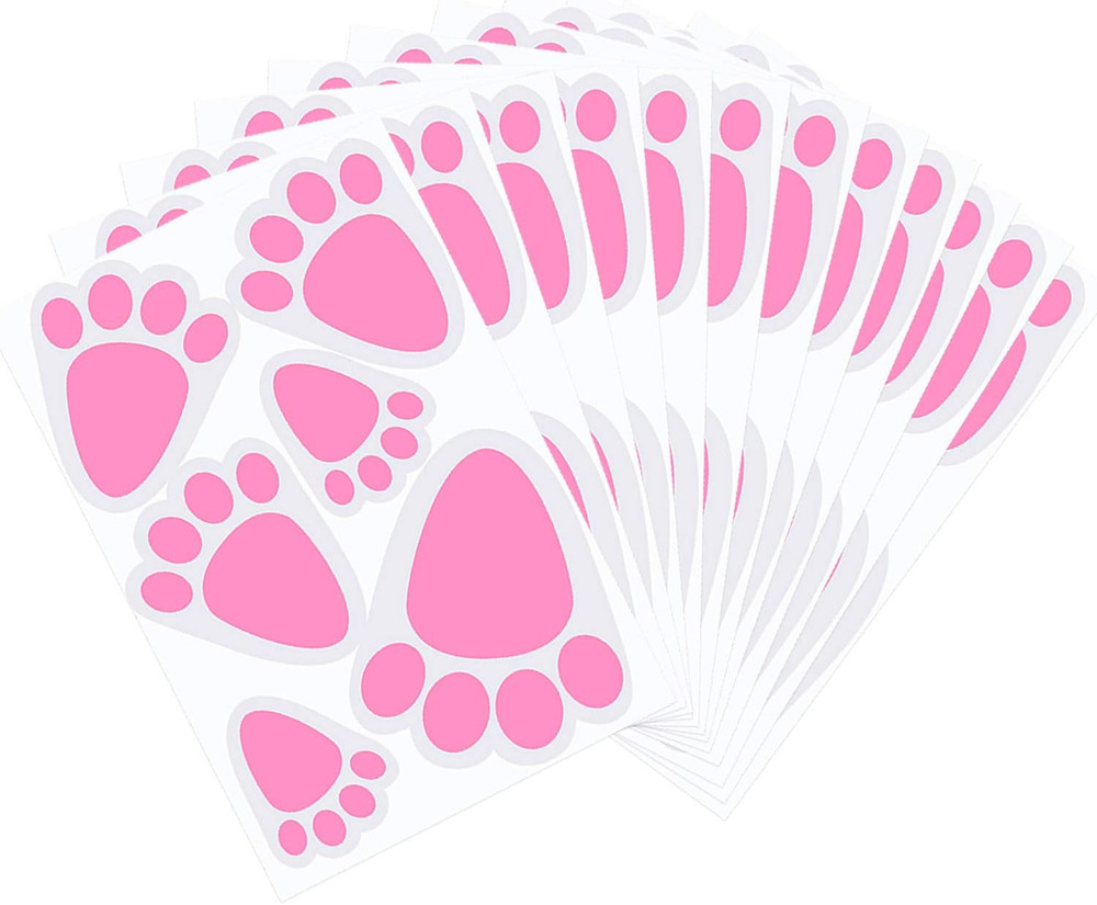 12 Sheet 72 Pcs Easter Bunny Feet Bunny Clings Decals Stickers for Home Floor,Ea
