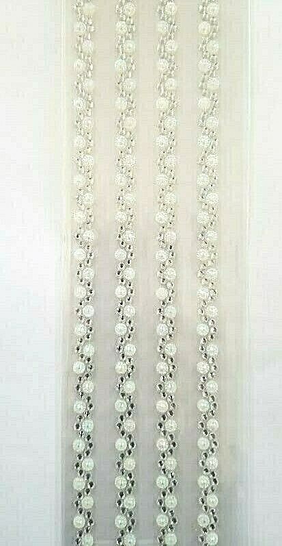 CraftbuddyUS CB117WH – 4 Self Adhesive Rhinestone Stripes, Color – WHITE