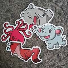 100 Christmas & Animal Cartoon Stickers For Scrappbooking Lot, Colorful Theme