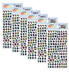 Cute Korean Initial Stickers with Black Outline (Set of 6)