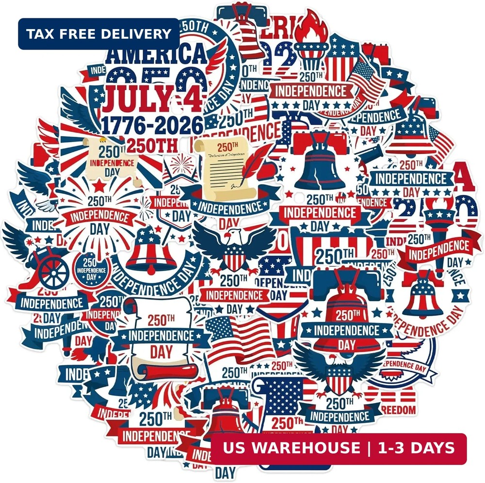 American 250 Stickers Party Favors, 50 Pcs Patriotic Sticker Decals for USA 250t