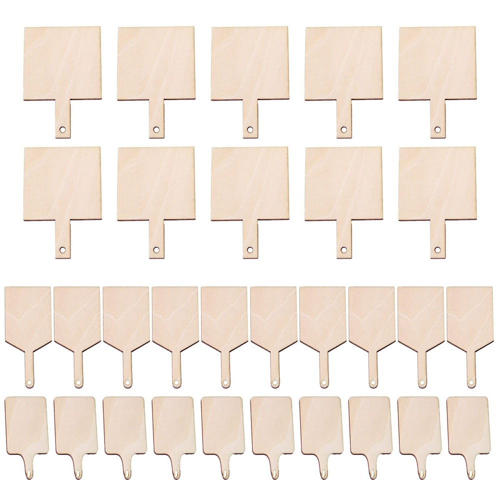 30 Pcs Mini Wooden Cutting Board with Handle,Unfinished Wood Blank Cutting Bo…
