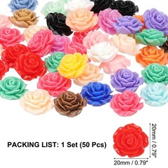 20mm Rose Flower Resin Cabochon, 50 Pcs Mini Rose Flower Resin, Mixed Colors