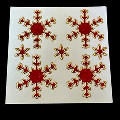 SNOWFLAKES✨7✨STICKERS✨❄️❤️❄️✨3” x 3”✨RED & GOLD AROUND✨BEAUTIFUL WINTER✨💫