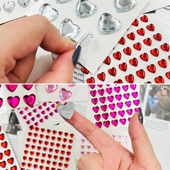 516-Piece Heart Rhinestone Sticker Kit for Crafts and Jewelry