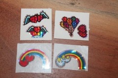 Vintage Prism Sticker mods BJ Vending machine Rainbows hearts Wings lot of 4