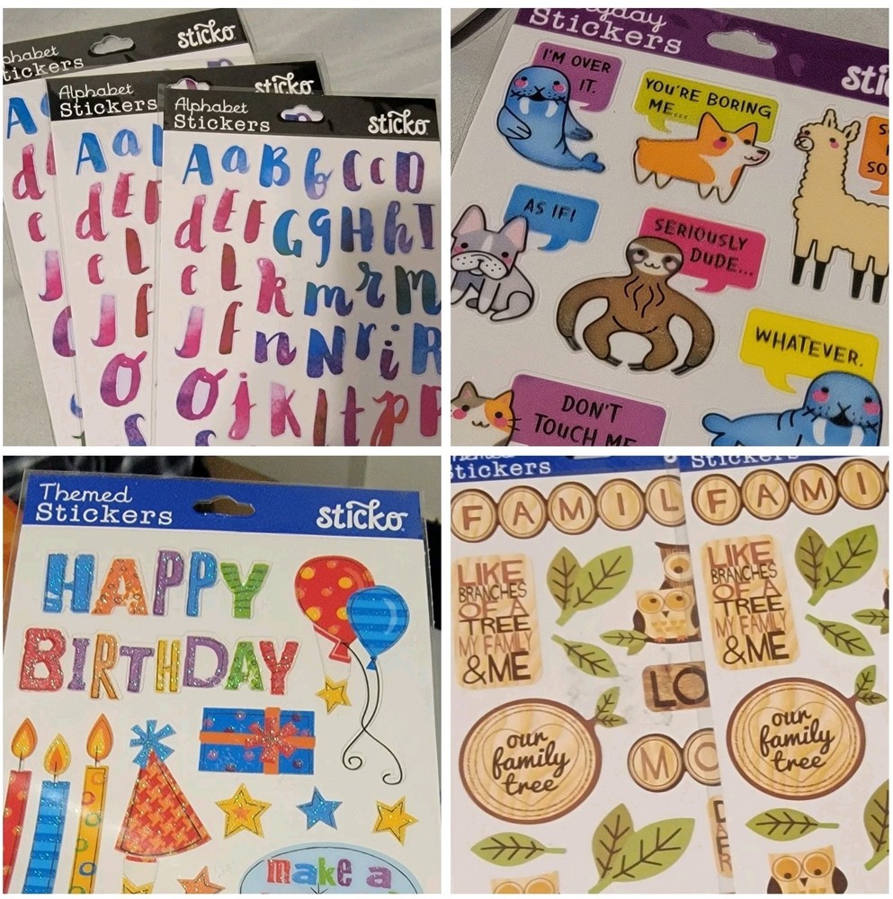 Sticko Stickers 4 Different Types Lot Bundle Crafts Kids Fun Scrap Book Birthday