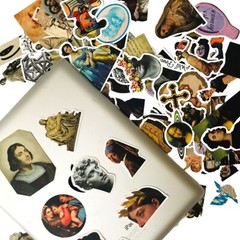50pcs Famous Painting Vinyl Stickers, Artist Monet Van Gogh Da Vinci Marble ,003