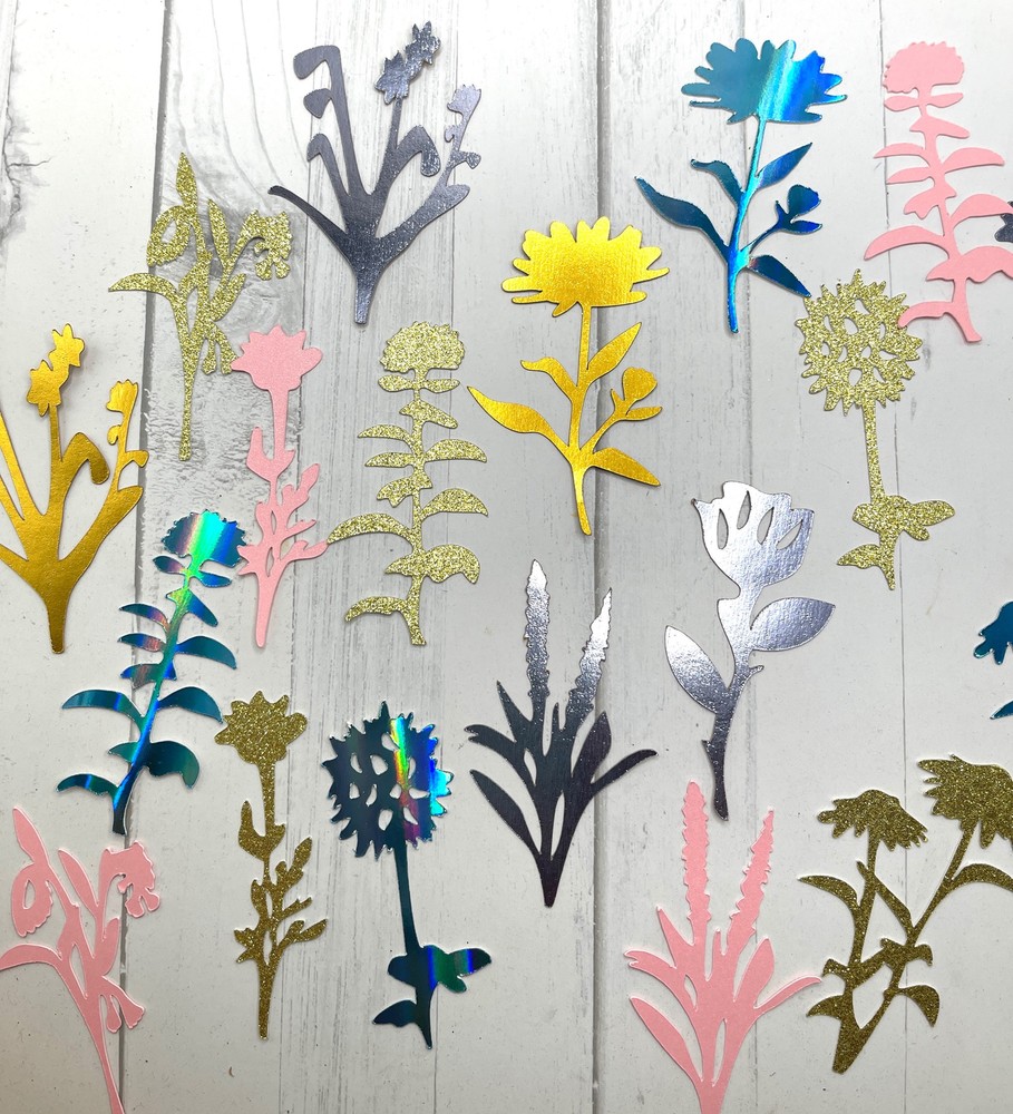 Die Cuts WildFlowers 16 Pieces Foil Mirror Specialty Basic Card