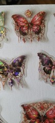 (BLH24) Lot 24pc Holographic Transparent Butterfly Stickers Multiple Uses