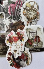VICTORIAN ASSORTMENT Stickers(6pc)Steampunk•Skull •Roses•Clock•Flowers•Gears•