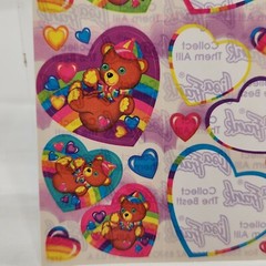 Lot of 2 Partially Used Lisa Frank Rainbow Teddy Panda Bear Stickers Vtg 1989