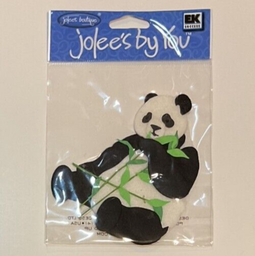 Panda Bear Leaves Animal B/W Dimensional Scrapbook Sticker~Jolee’s By You~VTG
