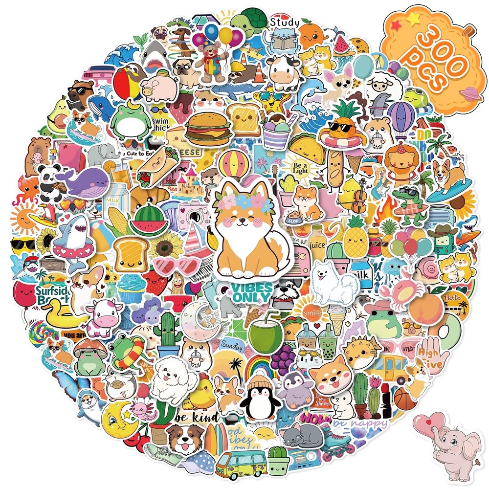 300 PCS Water Bottle Stickers for Kids,Cute Waterproof Vinyl Laptop Stickers …