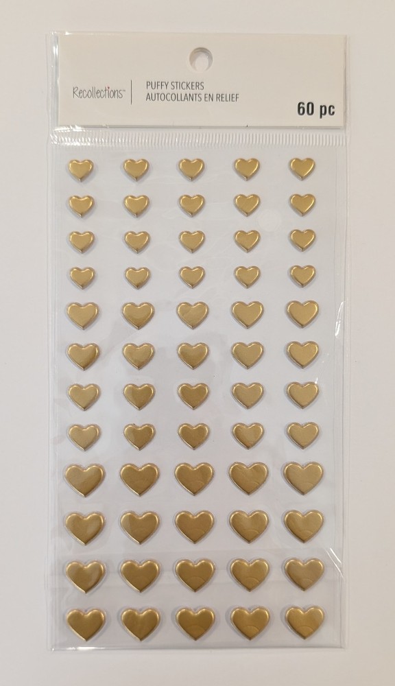 Puffy Gold Hearts Scrapbooking Stickers by Recollections