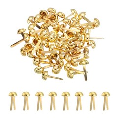80Pcs Brads Paper Fasteners, 6×13 mm Metal Round Head Split Pins, Golden