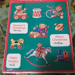 VTG 1980s American Greetings Christmas Stickers Cute Animals Toys 4 Sheets NOS