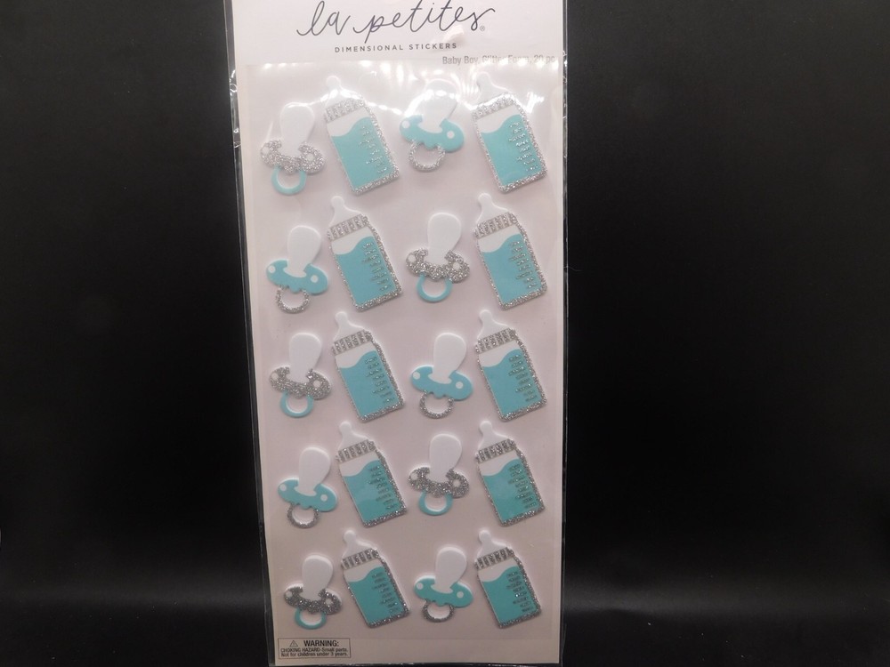The paper studio La petites Dimensional stickers Baby boy glitter foam 20pc
