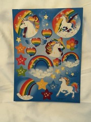 Vintage Rainbow Unicorn Sticker Sheets Lot NOS 80s Bright Colorful Y2k Retro