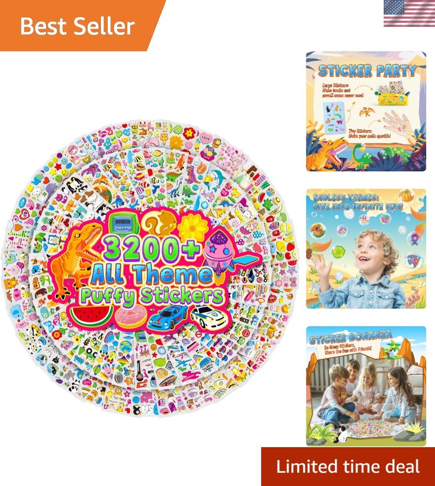 Lightweight, Non-Toxic 3D Animal Stickers – 3200+ Pieces for Fun Learning