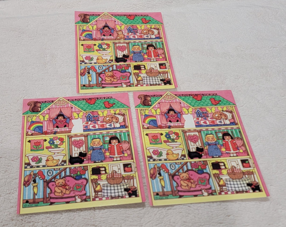 Vintage AGC Inc. American Greetings Dollhouse 3 Sticker Sheets
