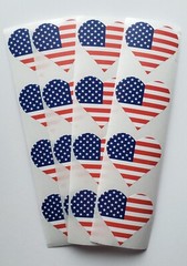 16 Patriotic Stickers/Heart Flag Stickers/USA Flag Stickers/4th Of July Stickers