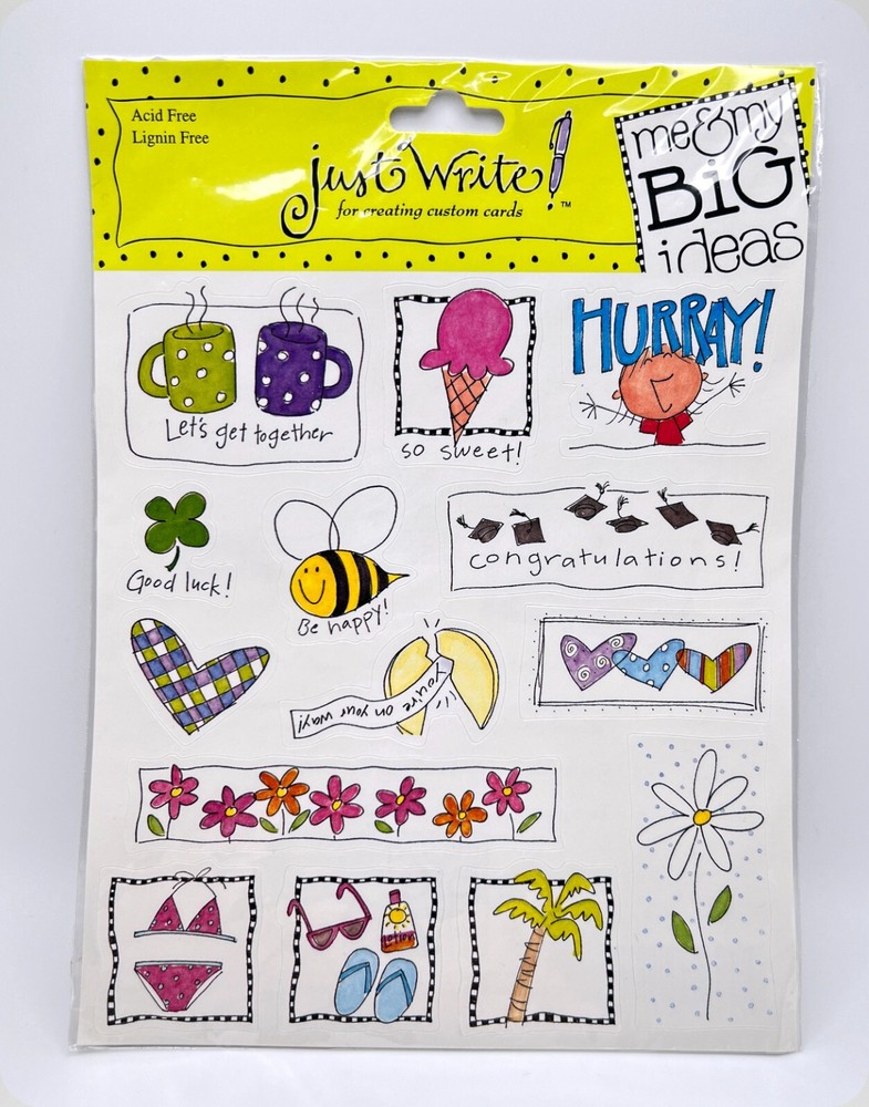 Me & My Big Ideas MAMBI Just Write Fun Sweet Flower Bee Card Stickers New Pack