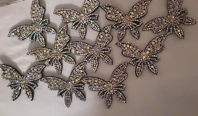 CraftbuddyUS 10 pcs in AB Clear Black BUTTERFLY Rhinestone Gems, No Adhesive
