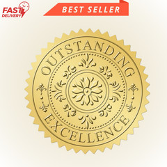 Gold Seals Stickers for Certificate – 2In 100Pcs Foil Embossed Outstanding Excel