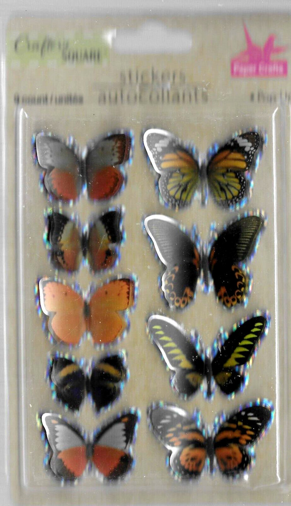 BUTTERFLIES Butterfly Orange Black Foiled Crafter’s Square Stickers