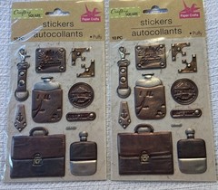 Crafters Square Vintage Travel & Adventure Themed, Puffy Stickers Etc(Lot of 8)