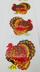HAMBLY STUDIOS STICKERS PRISMATIC GLITTER THANKSGIVING TURKEY BIRD VERY RARE.