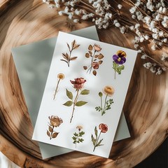 Pressed Flower Stickers(500 Pieces, 36 Sheets), Dried Flower Stickers Scrapbook