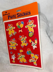 New Sealed Vintage 1982 Hallmark Circus Clown & Dog Party Stickers