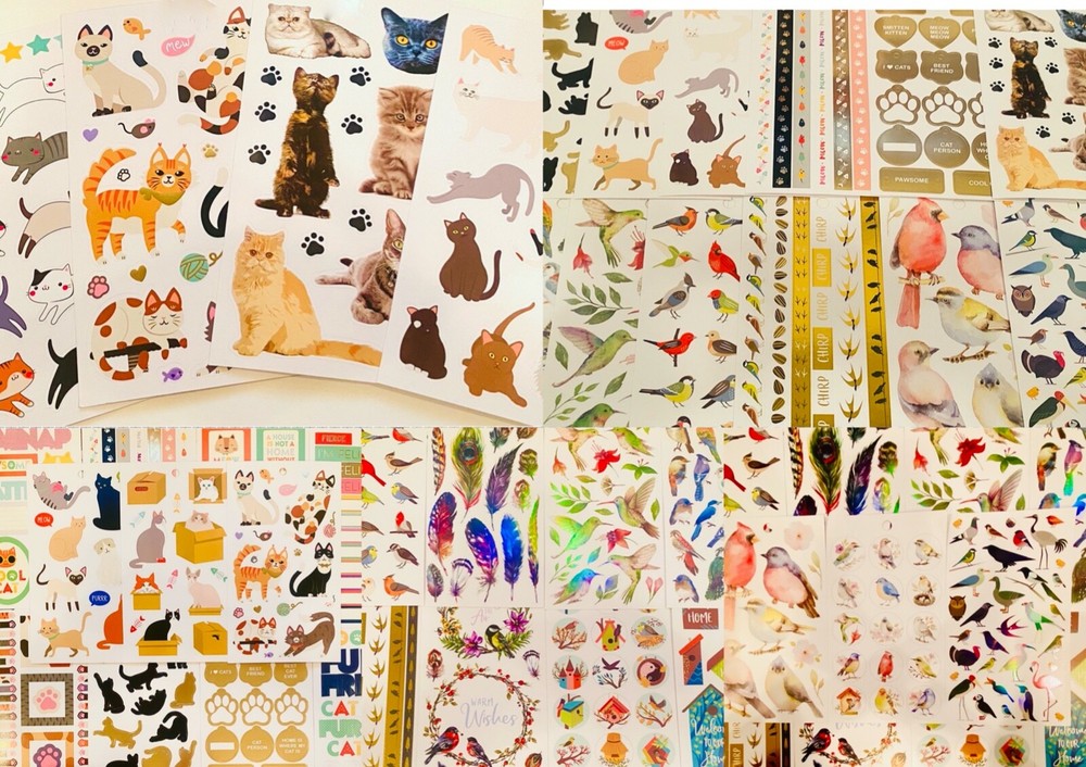 279+ Sticker Lot animals butterfly cat kittens bird flowers plants sea wild life