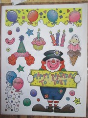 NEW Provo Craft Scrapbook Stickers Happy Birthday Bouquet Clown Bonkers Balloons