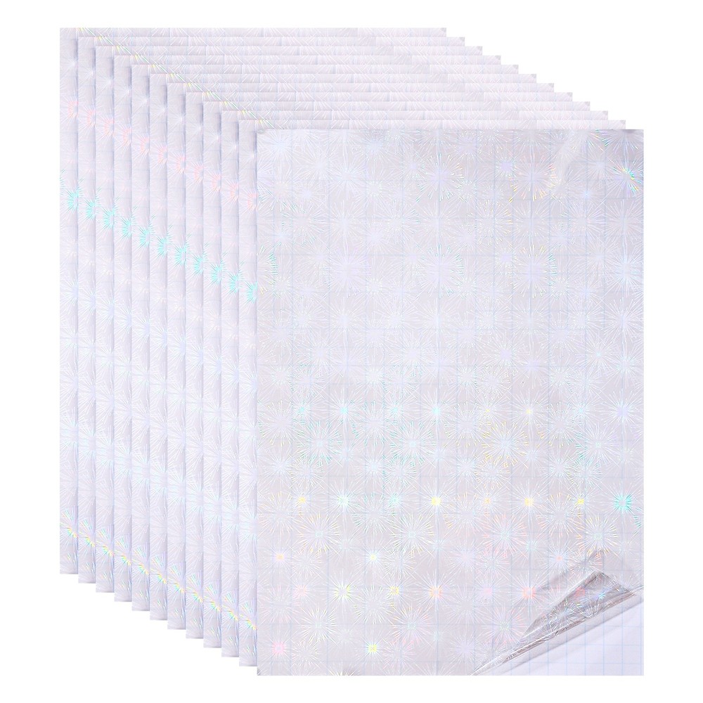 12x8in Holographic Laminate Sheets 12Pcs Sticker Paper Firework Pattern