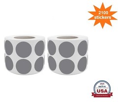 Colored Dot Stickers 3/4 Inch Grey Round Labels (19MM) 2100 Labels on Rolls
