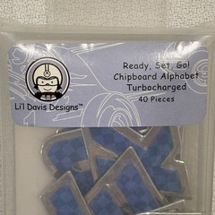Lil Davis Chipboard Alphabet Letters Ready Set Go Collection Blue Check