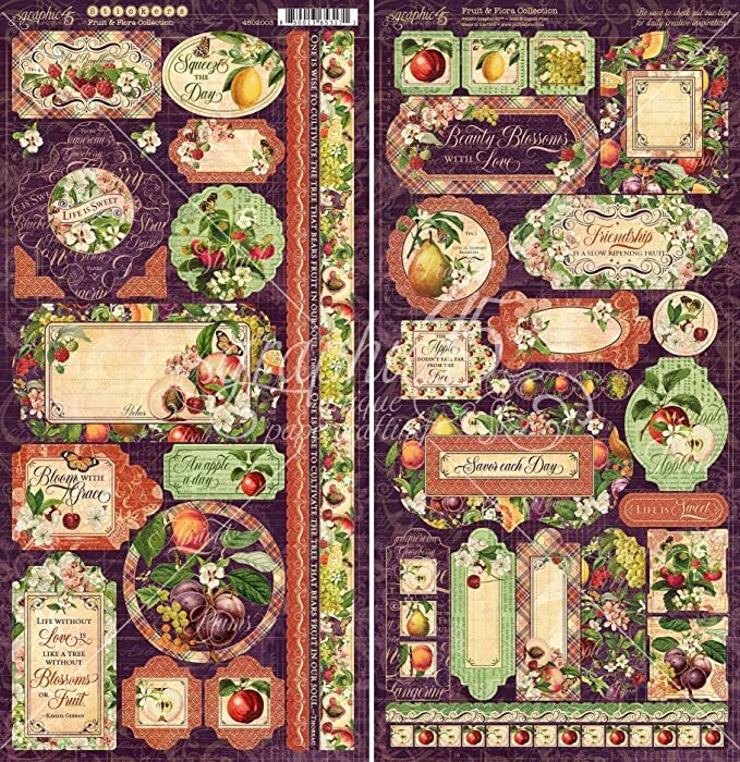Graphic STICKERS FRUIT AND FLORA COLLECTION 2 SHEETS AS PICTURED