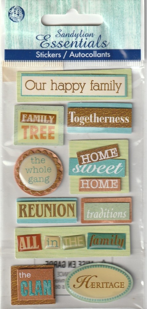 RARE! Sandylion Essentials 3D Stickers FAMILY WORDS 23499 FAST FREE ship! NICE!