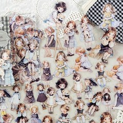 40Pcs Little Girls Doll Stickers Journal Planner Card Scrapbooking Collage Art
