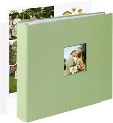 1DOT2 12×12 Large 3-Ring Scrapbook Album, Sage Green Linen Cover, 80 White Pages