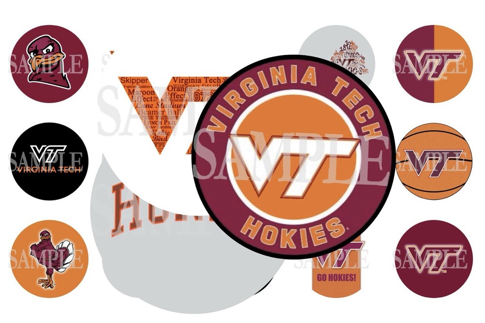 Virginia Tech Hokies Pre-Cut 1 Inch Bottle Cap Images (3 Options)