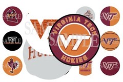 Virginia Tech Hokies Pre-Cut 1 Inch Bottle Cap Images (3 Options)