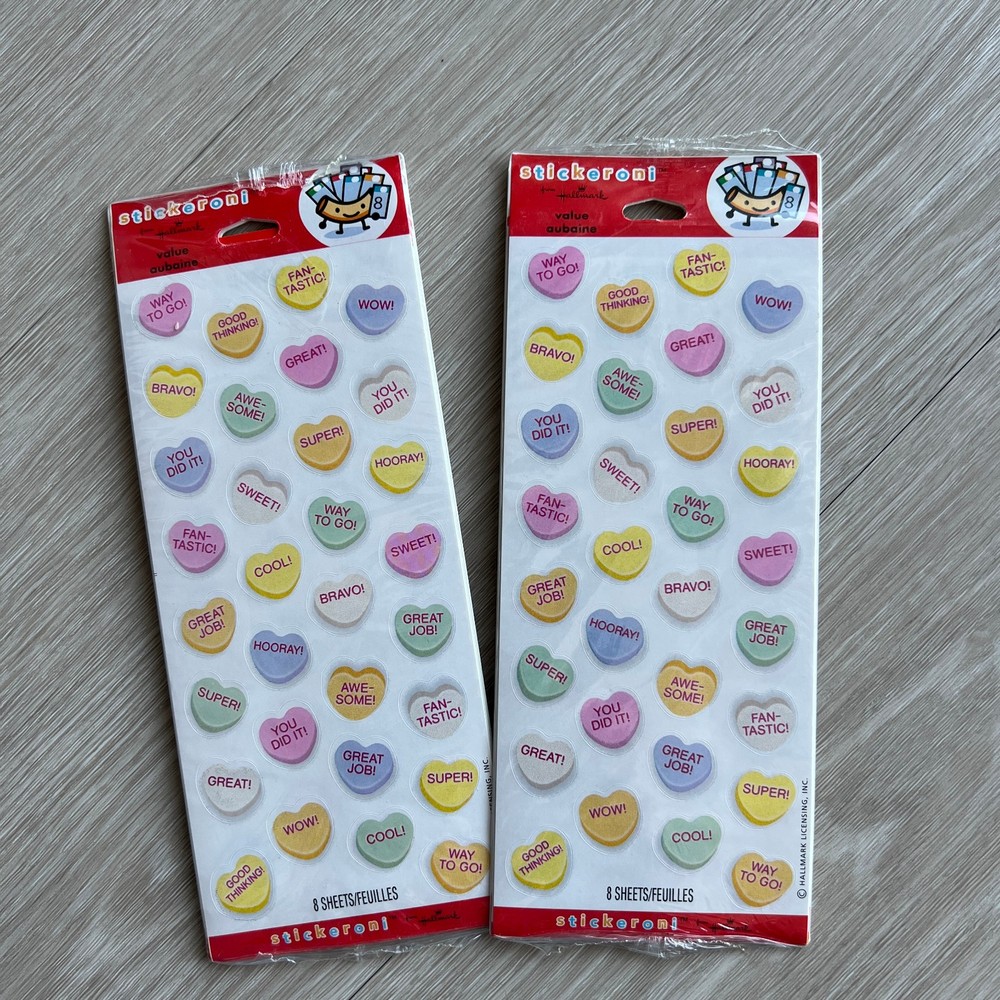 Candy Hearts Sticker Pack Set of 2 Hallmark Stickeroni Sealed