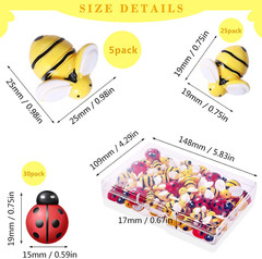 MIKIMIQI 60 Pcs Tiny Resin Bees Ladybugs Decor, Including 30 Pcs Bumble Bee Embe